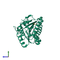 PDB entry 4nim coloured by chain, side view.