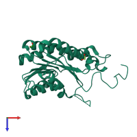 PDB entry 4nim coloured by chain, top view.