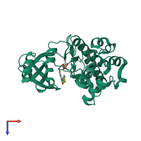 PDB entry 4njd coloured by chain, top view.