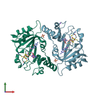 PDB entry 4njh coloured by chain, front view.