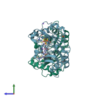 PDB entry 4njh coloured by chain, side view.