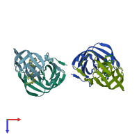 PDB entry 4njv coloured by chain, top view.