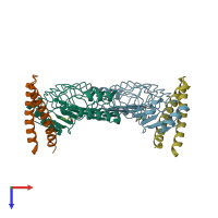 PDB entry 4nkg coloured by chain, top view.