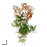 PDB entry 4nl8 coloured by chain, side view.