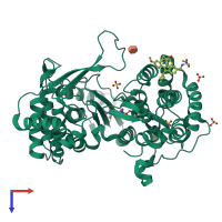 PDB entry 4nld coloured by chain, top view.