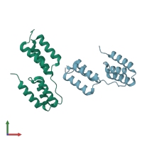 PDB entry 4npf coloured by chain, front view.