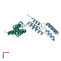 PDB entry 4npf coloured by chain, top view.
