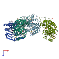 PDB entry 4ns1 coloured by chain, top view.