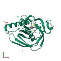 PDB entry 4nt8 coloured by chain, front view.