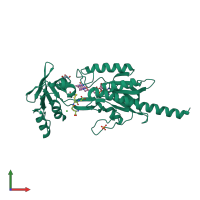 PDB entry 4ntd coloured by chain, front view.