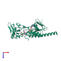PDB entry 4ntd coloured by chain, top view.