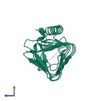 PDB entry 4nu2 coloured by chain, side view.