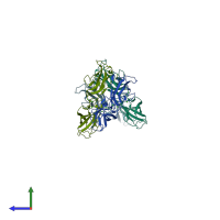 PDB entry 4num coloured by chain, side view.