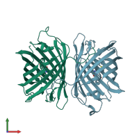 PDB entry 4nws coloured by chain, front view.