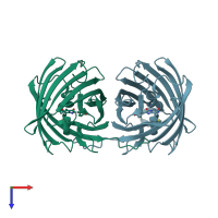 PDB entry 4nws coloured by chain, top view.