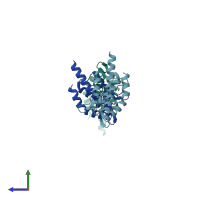 PDB entry 4nxj coloured by chain, side view.