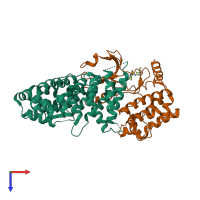 PDB entry 4nzw coloured by chain, top view.
