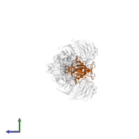 Methylamine dehydrogenase (amicyanin) in PDB entry 4o1q, assembly 1, side view.