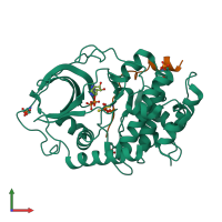 PDB entry 4o21 coloured by chain, front view.