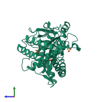 PDB entry 4o69 coloured by chain, side view.