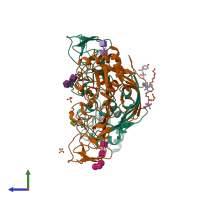 PDB entry 4o6d coloured by chain, side view.