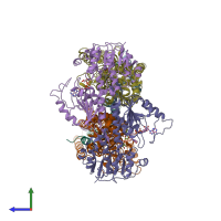 PDB entry 4o9u coloured by chain, side view.