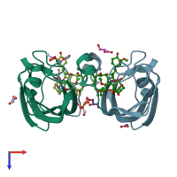 PDB entry 4odr coloured by chain, top view.