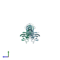 PDB entry 4of5 coloured by chain, side view.