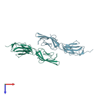 PDB entry 4of5 coloured by chain, top view.