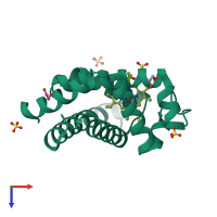 PDB entry 4of9 coloured by chain, top view.