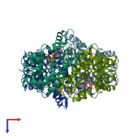 PDB entry 4ohu coloured by chain, top view.