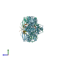 PDB entry 4oi4 coloured by chain, side view.