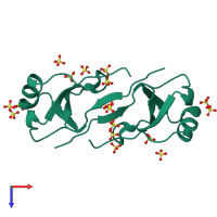 Homo dimeric assembly 1 of PDB entry 4oij coloured by chemically distinct molecules, top view.