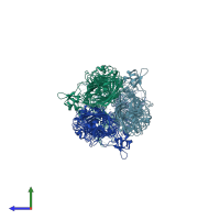 PDB entry 4oj5 coloured by chain, side view.