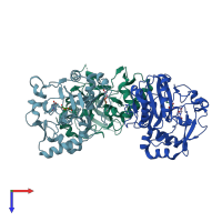 PDB entry 4oj8 coloured by chain, top view.