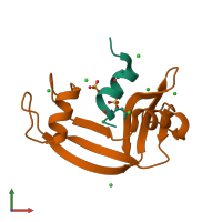 PDB entry 4okf coloured by chain, front view.