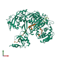 PDB entry 4olb coloured by chain, front view.