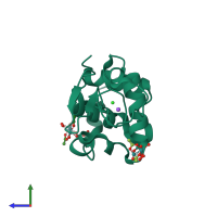 PDB entry 4ooo coloured by chain, side view.