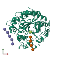 Monomeric assembly 1 of PDB entry 4ooz coloured by chemically distinct molecules, front view.