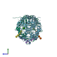 PDB entry 4ooz coloured by chain, side view.