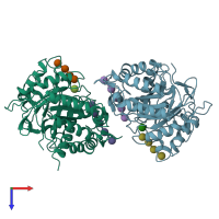 PDB entry 4ooz coloured by chain, top view.