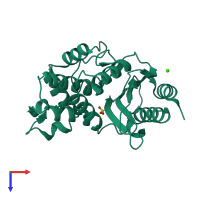 PDB entry 4oqi coloured by chain, top view.