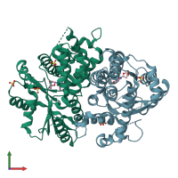PDB entry 4oqn coloured by chain, front view.