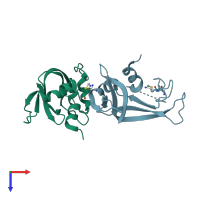 PDB entry 4ot4 coloured by chain, top view.