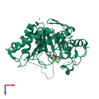 PDB entry 4ot7 coloured by chain, top view.