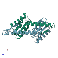 PDB entry 4otm coloured by chain, top view.