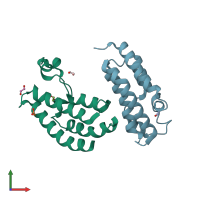 PDB entry 4ouf coloured by chain, front view.