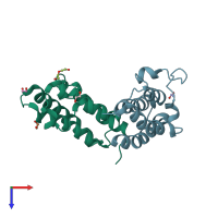 PDB entry 4ouf coloured by chain, top view.