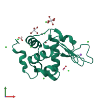 PDB entry 4owh coloured by chain, front view.