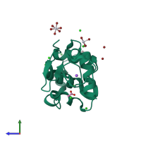PDB entry 4owh coloured by chain, side view.